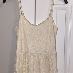 Abercrombie & Fitch Cream Lace Spaghetti Strap Maxi Dress